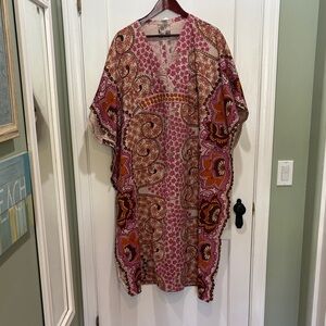 Vintage groovy hand made polyester knit kaftan